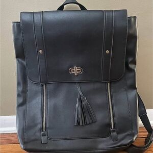 Black Faux Leather Backpack